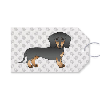 Black And Tan Smooth Coat Dachshund Dog &amp; Paws Gift Tags