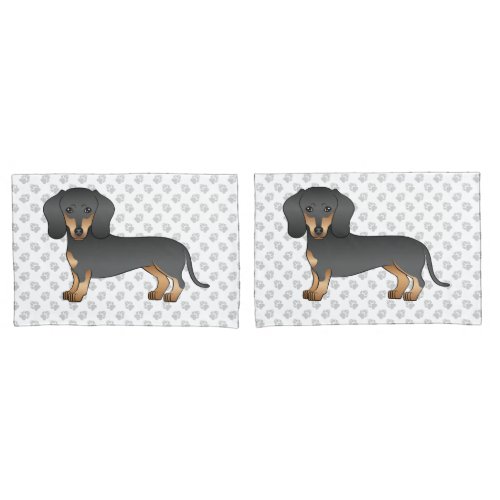 Black And Tan Smooth Coat Dachshund Dog  Paws Pillow Case