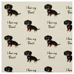 Black and Tan Smooth Dachshund Fabric