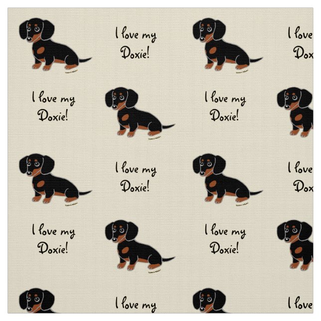Black and Tan Smooth Dachshund Fabric (Swatch)