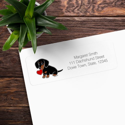 Black and Tan Smooth Dachshund Heart Label