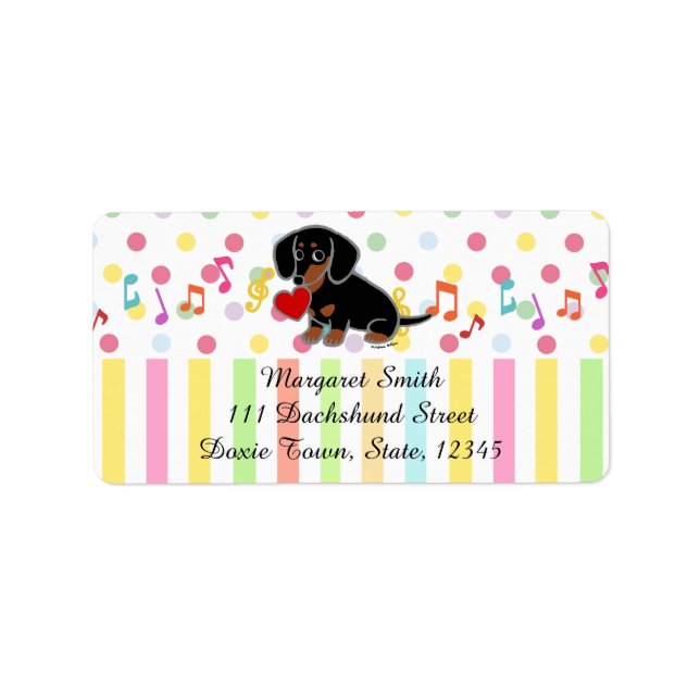Black and Tan Smooth Dachshund Heart Label (Front)