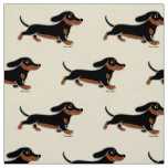 Black and Tan Smooth Dachshund Running Fabric