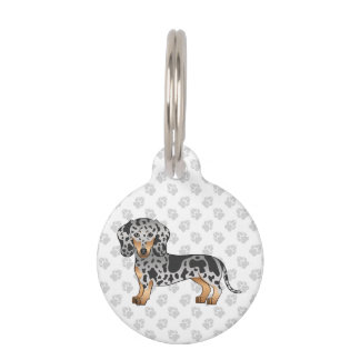 Black And Tan Smooth Hair Dachshund Cute Dog Pet I ID Tag