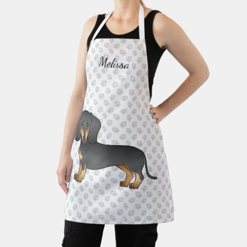 Black And Tan Smooth Hair Dachshund Dog  Name Apron