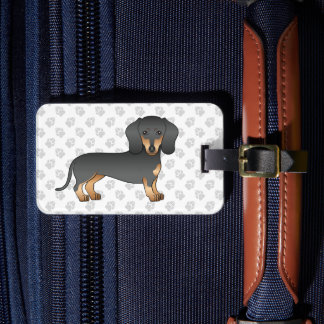 Black And Tan Smooth Hair Dachshund Dog &amp; Text Luggage Tag