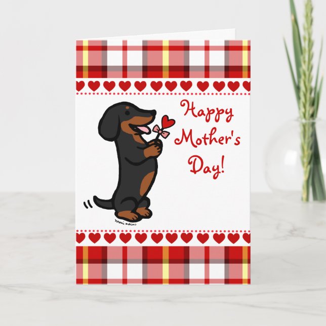 Black and Tan Smooth Haired Dachshund Card (Front)