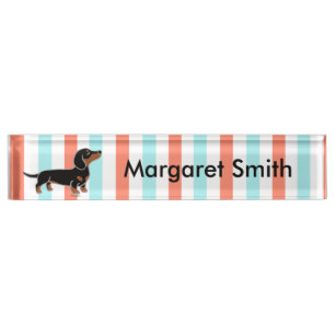 Black and Tan Smooth Haired Dachshund Name Plate