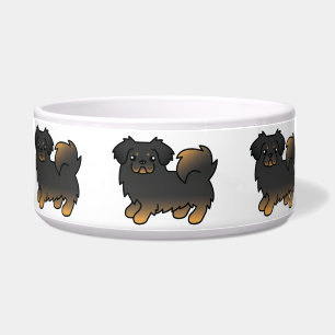 Black And Tan Tibetan Spaniel Cartoon Dog Bowl