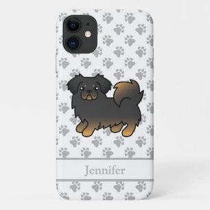 Black And Tan Tibetan Spaniel Cartoon Dog & Name iPhone 11 Case
