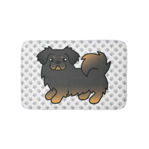 Black And Tan Tibetan Spaniel Cartoon Dog & Paws Bath Mat