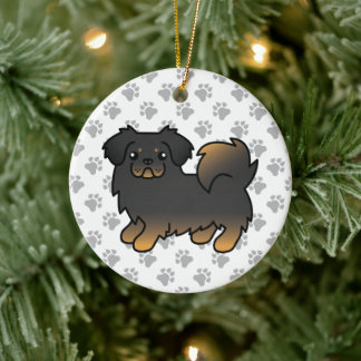 Black And Tan Tibetan Spaniel Cute Cartoon Dog Ceramic Ornament