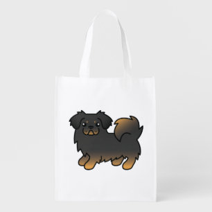Black And Tan Tibetan Spaniel Cute Cartoon Dog Grocery Bag