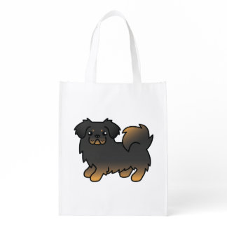 Black And Tan Tibetan Spaniel Cute Cartoon Dog Grocery Bag