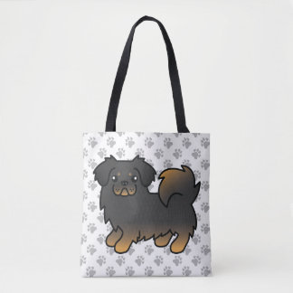 Black And Tan Tibetan Spaniel Cute Cartoon Dog Tote Bag