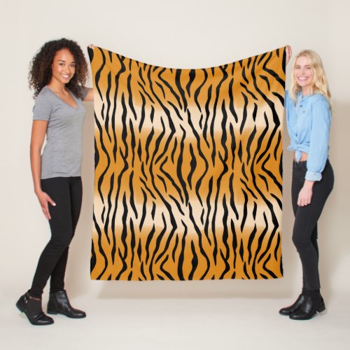 Black and tan tiger  print   fleece blanket