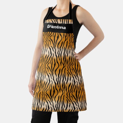 Black and tan tiger  print grandma apron