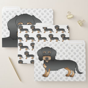 Black And Tan Wire Haired Dachshund Cartoon Dog File Folder