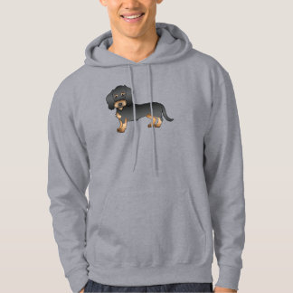 Black And Tan Wire Haired Dachshund Cartoon Dog Hoodie