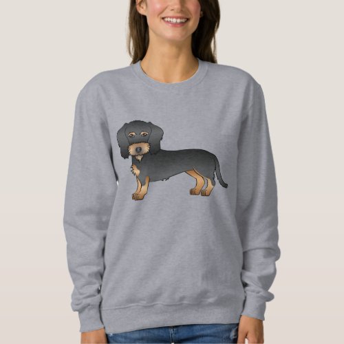Black And Tan Wire Haired Dachshund Cartoon Dog Sweatshirt