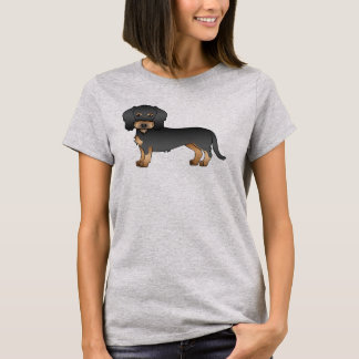 Black And Tan Wire Haired Dachshund Cartoon Dog T-Shirt
