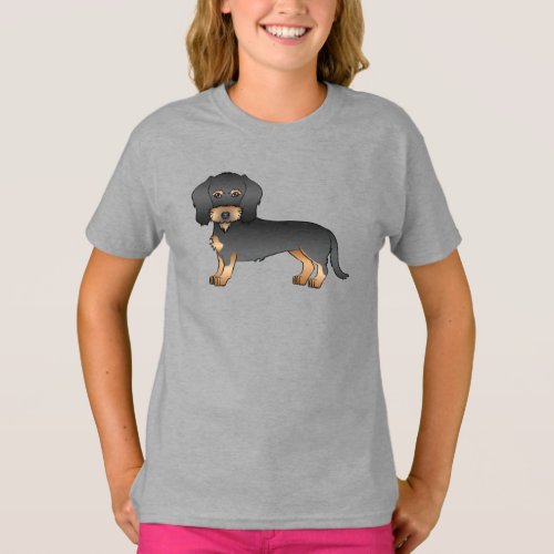 Black And Tan Wire Haired Dachshund Cartoon Dog T_Shirt