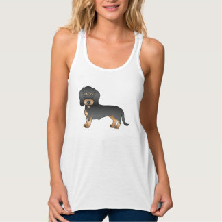 Black And Tan Wire Haired Dachshund Cartoon Dog Tank Top