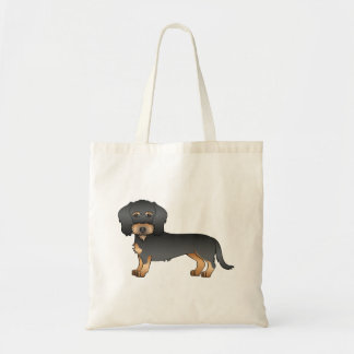 Black And Tan Wire Haired Dachshund Cartoon Dog Tote Bag