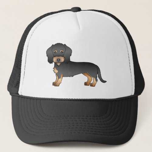Black And Tan Wire Haired Dachshund Cartoon Dog Trucker Hat