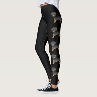 Black And Tan Wire Haired Dachshund Cartoon Dogs Leggings