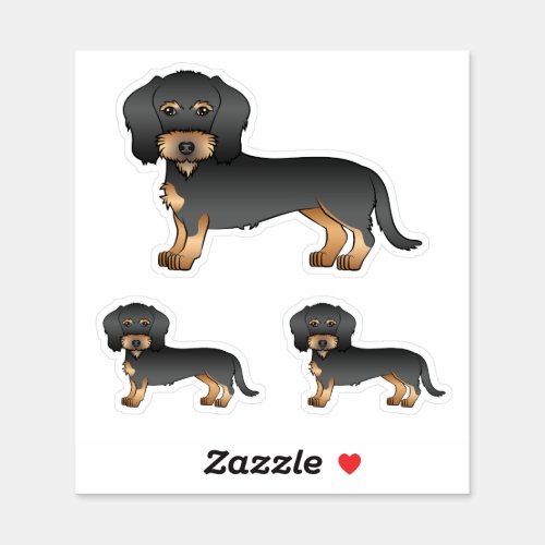 Black And Tan Wire Haired Dachshund Cartoon Dogs Sticker