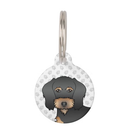 Black And Tan Wire Haired Dachshund Cute Dog Head Pet ID Tag