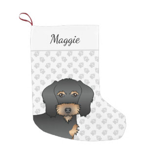 Black And Tan Wire Haired Dachshund Cute Dog Head Small Christmas Stocking