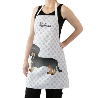 Black And Tan Wire Haired Dachshund Dog And Name Apron