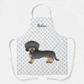 Black And Tan Wire Haired Dachshund Dog And Name Apron (Front)
