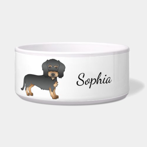 Black And Tan Wire Haired Dachshund Dog  Name Bowl