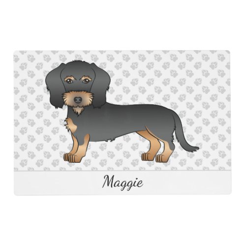 Black And Tan Wire Haired Dachshund Dog  Name Placemat