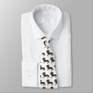 Black And Tan Wire Haired Dachshund Dog Pattern Neck Tie