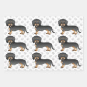Black And Tan Wire Haired Dachshund Dog Pattern Wrapping Paper Sheets (Front 2)