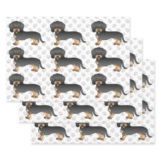 Black And Tan Wire Haired Dachshund Dog Pattern Wrapping Paper Sheets