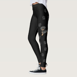 Black And Tan Wire Haired Dachshund Dog &amp; Paws Leggings