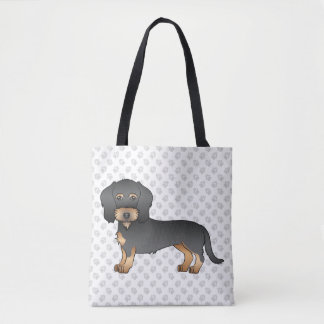 Black And Tan Wire Haired Dachshund Dog &amp; Paws Tote Bag