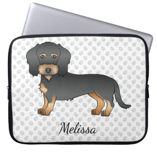 Black And Tan Wire Haired Dachshund Dog With Name Laptop Sleeve