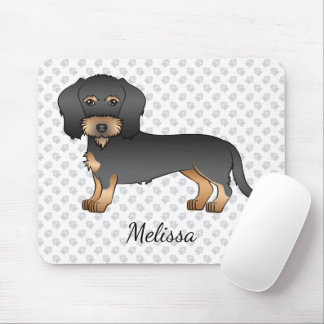Black And Tan Wire Haired Dachshund Dog With Name Mouse Pad