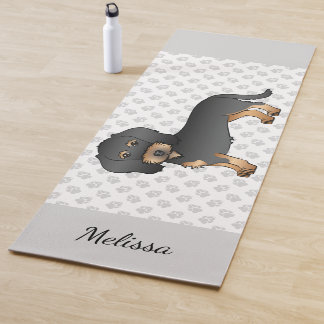 Black And Tan Wire Haired Dachshund Dog With Name Yoga Mat