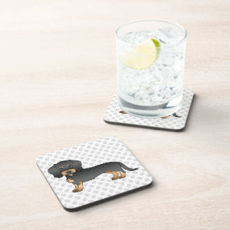 Black And Tan Wire Haired Dachshund Dog With Paws Beverage Coaster