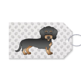 Black And Tan Wire Haired Dachshund Dog With Paws Gift Tags