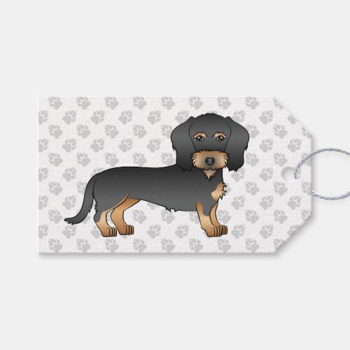 Black And Tan Wire Haired Dachshund Dog With Paws Gift Tags