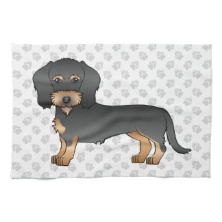 Black And Tan Wire Haired Dachshund Dog With Paws Kitchen Towel