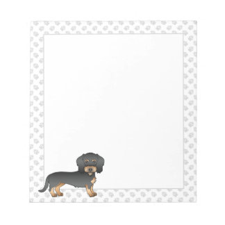 Black And Tan Wire Haired Dachshund Dog With Paws Notepad